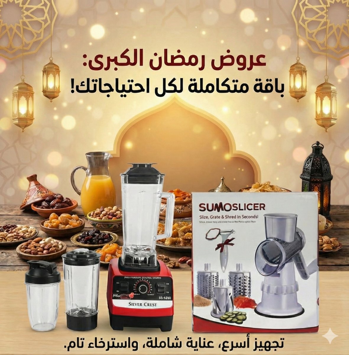 عرض رمضان المميز: خلاط الكأسين + قطاعة الخضار الاحترافية